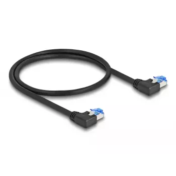 Netwerkkabel DeLOCK RJ45 Cat.6A S/FTP haaks links 0,5 m zwart