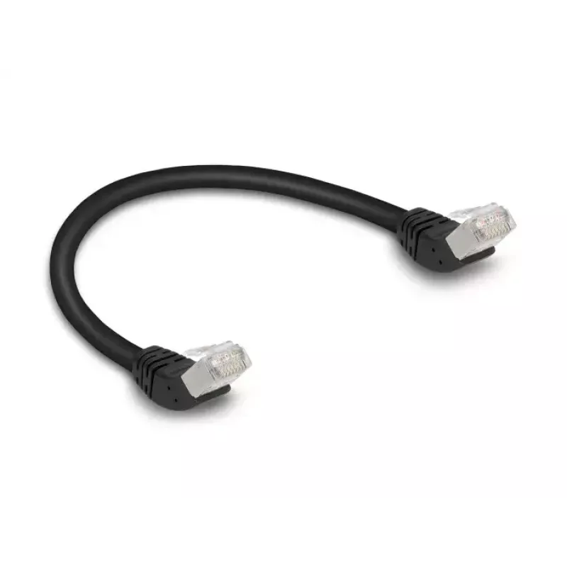 Netwerkkabel DeLOCK RJ45 Cat.6A S/FTP 45° haaks 0,25 m zwart