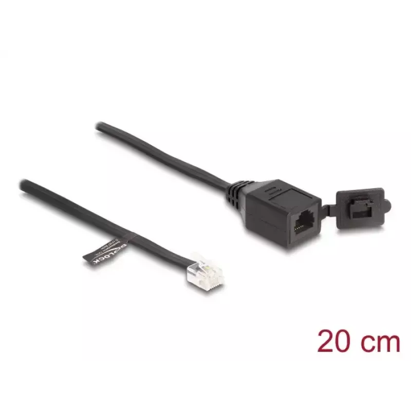 DeLOCK kabel RJ12-stekker naar RJ12-bus 20 cm zwart