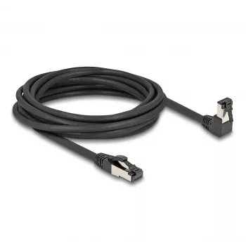 Netwerkkabel DeLOCK RJ45 Cat.8.1 90° naar beneden haaks / recht 5 m zwart