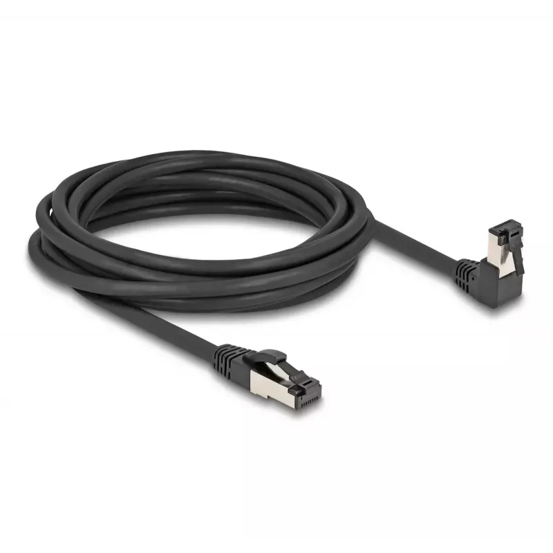 Netwerkkabel DeLOCK RJ45 Cat.8.1 90° naar beneden haaks / recht 5 m zwart