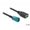 Coaxkabel DELOCK 90703 — HSD Z naar USB A, 1 m, zwart/blauw