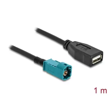 Coaxkabel DELOCK 90703 — HSD Z naar USB A, 1 m, zwart/blauw