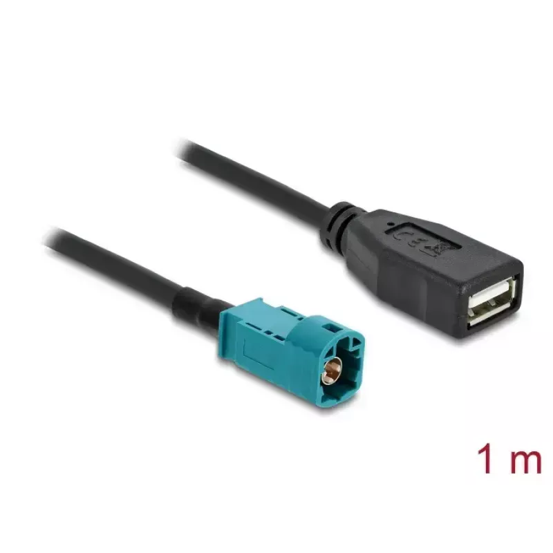 Coaxkabel DELOCK 90703 — HSD Z naar USB A, 1 m, zwart/blauw