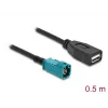 Coaxkabel DELOCK 90702 HSD Z naar USB A, 0,5 m, zwart/blauw