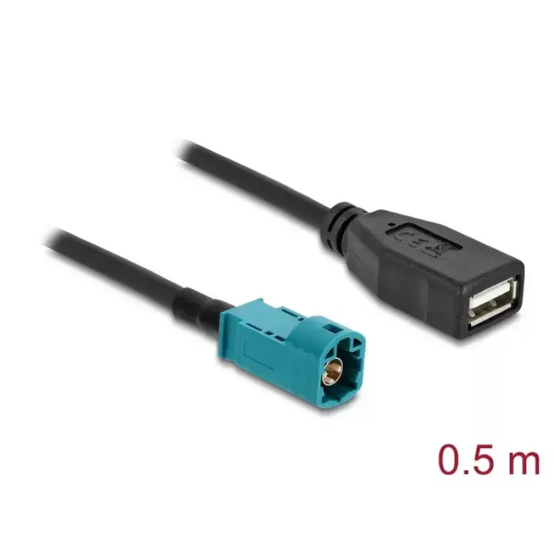 Coaxkabel DELOCK 90702 HSD Z naar USB A, 0,5 m, zwart/blauw