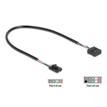 Interne USB-kabel DELOCK 83025 — USB 2.0 4-pin op 10-pin, 0,03 m, zwart