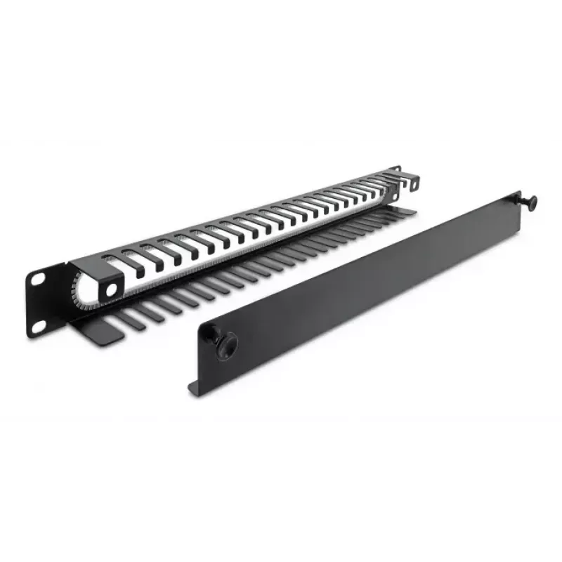 Kabelmanagementpaneel DELOCK 67277 — staal, zwart, 1HE rackaccessoire