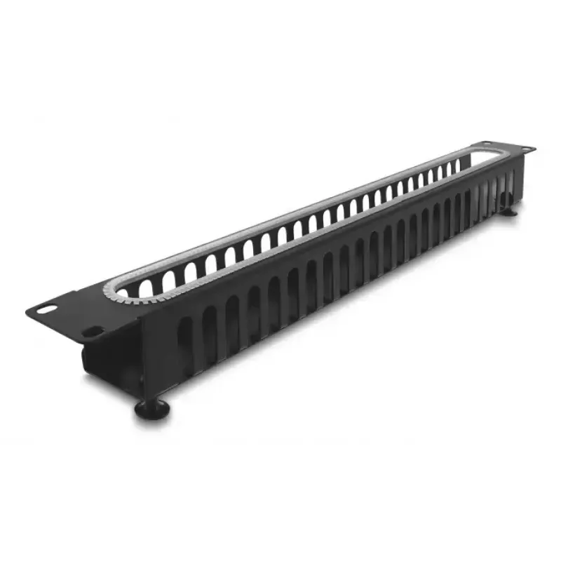 Kabelmanagementpaneel DELOCK 67277 — staal, zwart, 1HE rackaccessoire
