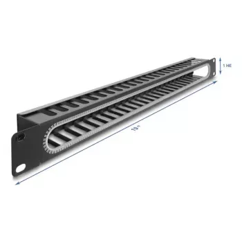 Kabelmanagementpaneel DELOCK 67277 — staal, zwart, 1HE rackaccessoire