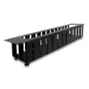 Kabelmanagementblende DELOCK 67279 — 2U stalen rackaccessoire, zwart, opening met kantbescherming
