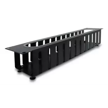 Kabelmanagementblende DELOCK 67279 — 2U stalen rackaccessoire, zwart, opening met kantbescherming