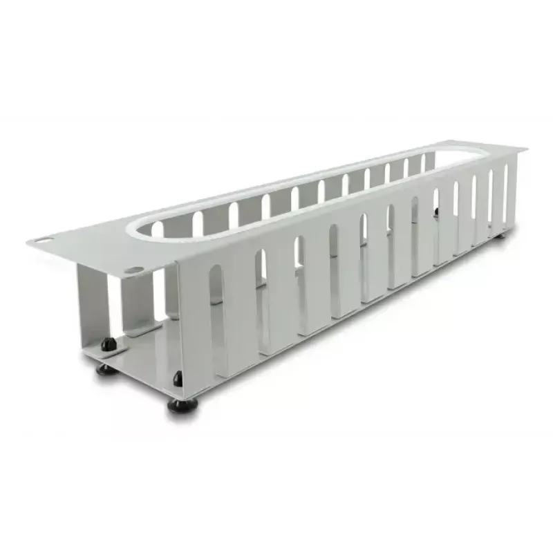 Kabelmanagementpaneel DELOCK 67280 — 19 inch 2U stalen rackpaneel met opening, grijs