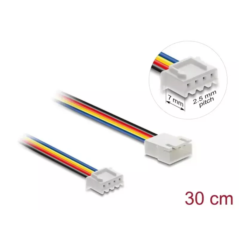 DeLOCK 90868 Ventilatorverlengkabel PWM 4-pins JST, male naar female, connectorlengte 7 mm, 30 cm