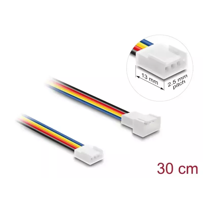 DeLOCK 90871 Ventilatorverlengkabel PWM 4-pins, male naar female, connectorlengte 13 mm, 30 cm