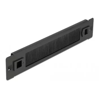 Borstelplaat DELOCK 10 inch kabeldoorvoer borstelstrip gereedschapsloos 1U zwart