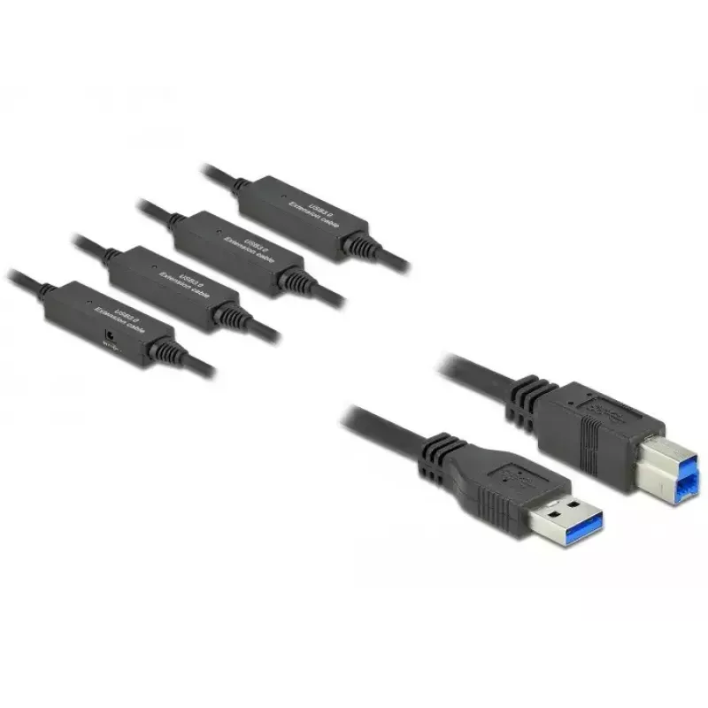 USB-kabel DeLOCK 85382 USB 3.2 Gen 1 20 m USB A USB B zwart