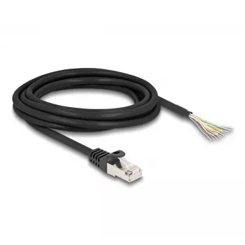 DeLOCK kabel RJ50 stekker naar open draadeinden S/FTP 3 m zwart