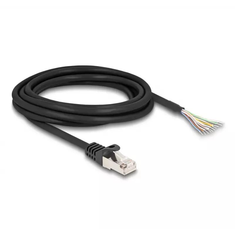 DeLOCK kabel RJ50 stekker naar open draadeinden S/FTP 3 m zwart