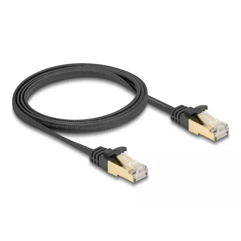 Netwerkkabel DeLOCK RJ45 plat 1m Cat6A zwart