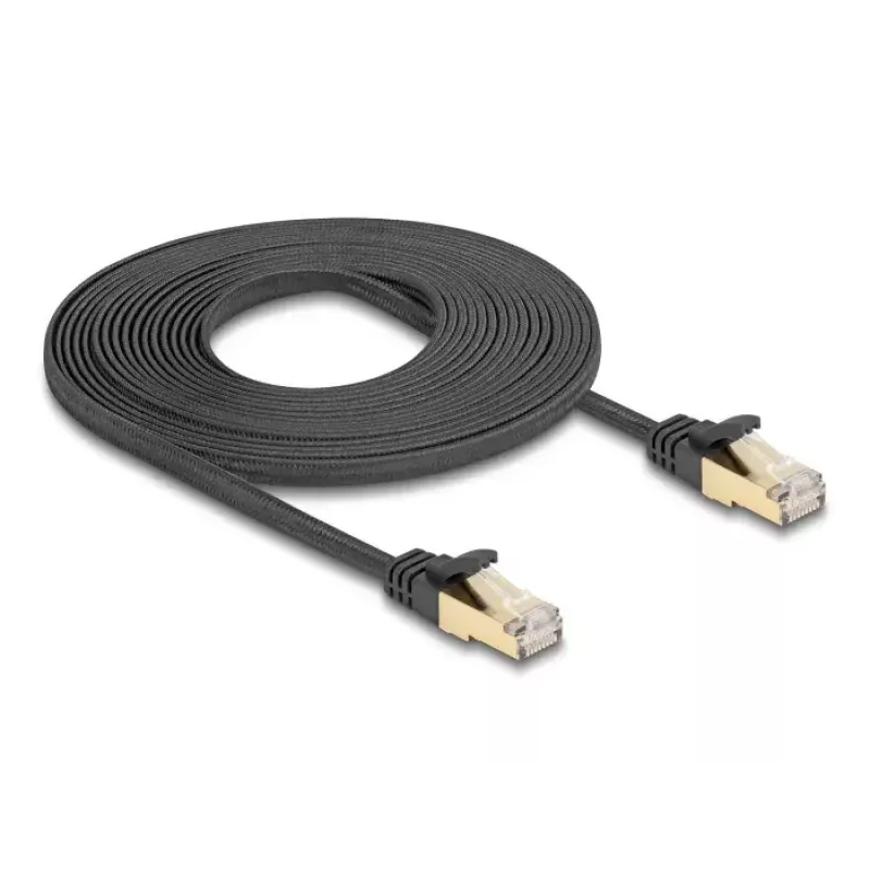 Netwerkkabel DeLOCK RJ45 plat 5m Cat6A zwart