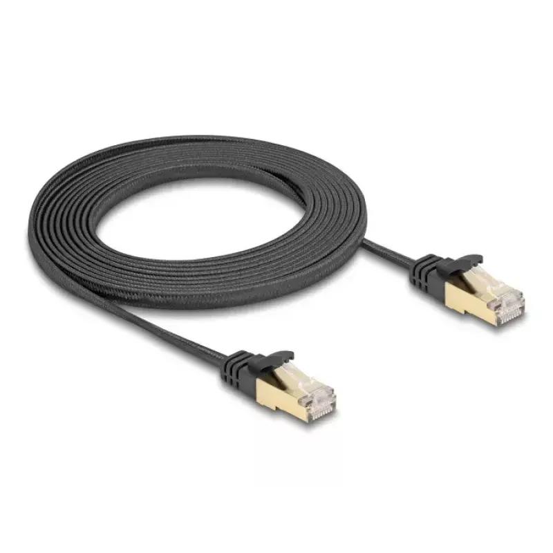 Netwerkkabel DeLOCK RJ45 plat 3m Cat6A zwart