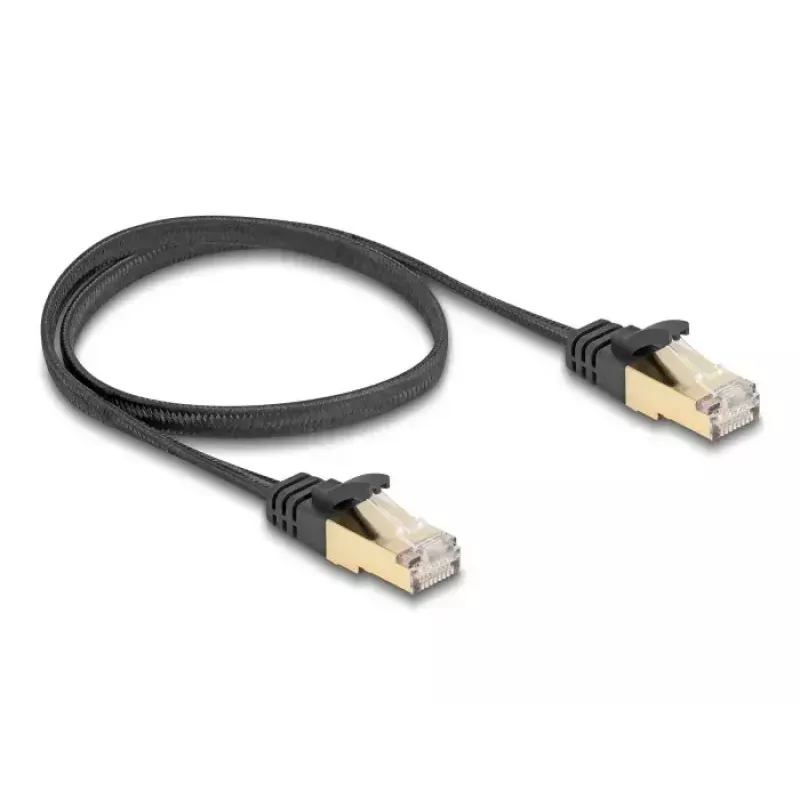 Netwerkkabel DeLOCK RJ45 plat 0,5 m Cat.6A zwart