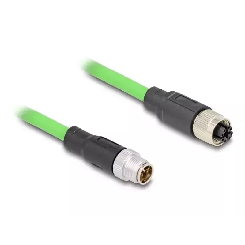 Netwerkkabel DeLOCK M12-kabel X-gecodeerd 8-polig stekker op bus PUR (TPU) 1 m