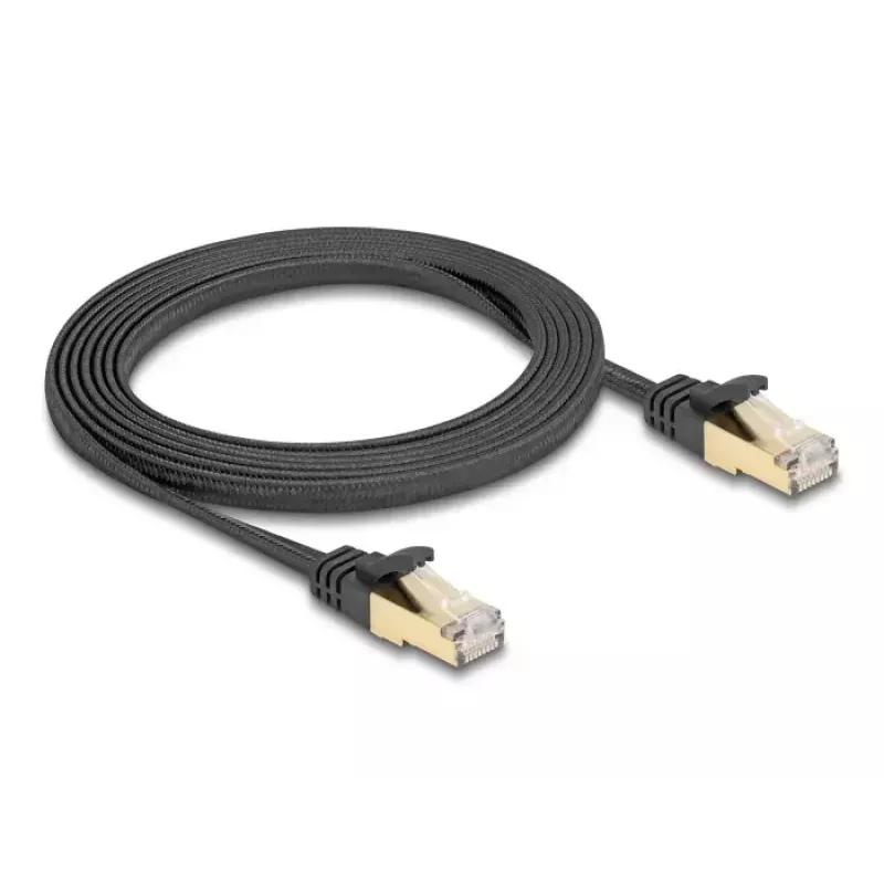 Netwerkkabel DeLOCK RJ45 plat Cat.6A 2 m zwart