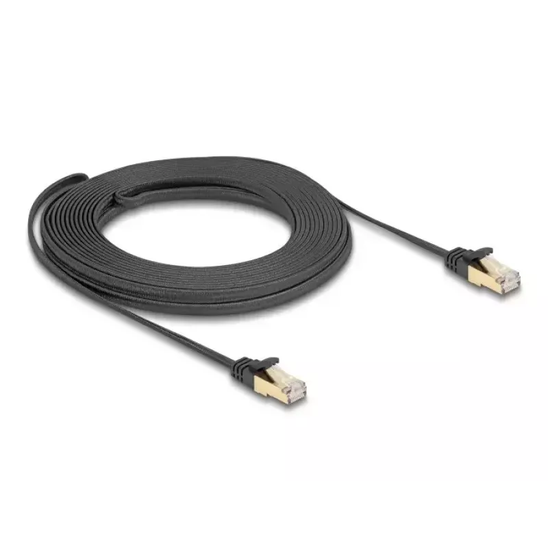 Netwerkkabel DeLOCK RJ45 plat 10 m Cat6A zwart