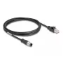 Netwerkkabel DeLOCK M12-kabel D-gecodeerd 4-polig stekker op RJ45 stekker Cat5e 2 m zwart