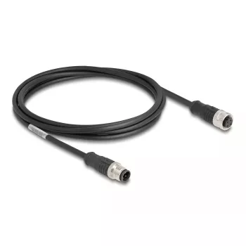 Netwerkkabel DeLOCK M12-kabel D-gecodeerd 4-polig stekker op bus Cat5e 2 m zwart