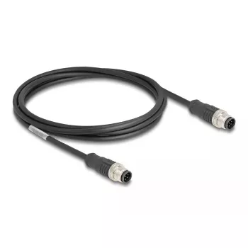 Netwerkkabel DeLOCK M12-kabel A-gecodeerd 8-polig stekker op stekker Cat5e 2 m zwart