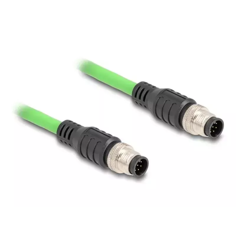 Netwerkkabel DeLOCK M12-kabel A-gecodeerd 8 pin stekker naar stekker PUR (TPU) 1 m