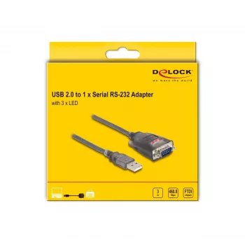 DeLOCK adapter USB 2.0 Type-A naar serieel RS-232 D-Sub 9-polig stekker 3m