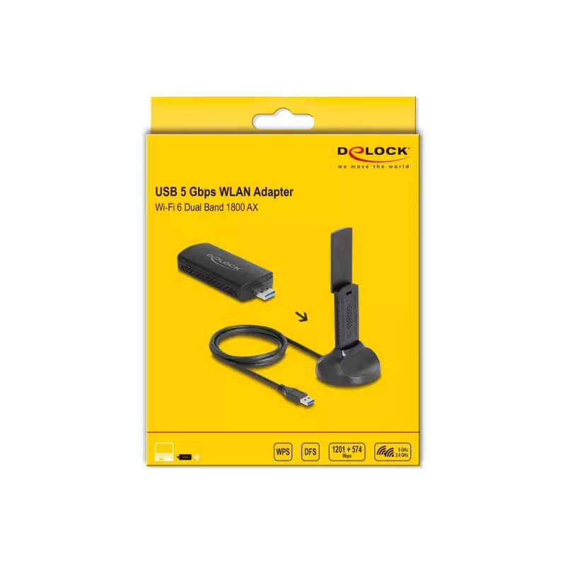 DeLOCK 12771 WLAN-netwerkkaart 1201 Mbit/s USB Wi-Fi 6