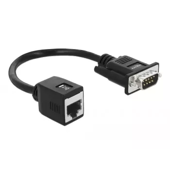DeLOCK 63999 Seriële adapter, DB-9 male naar RJ-45 female, 20 cm, zwart