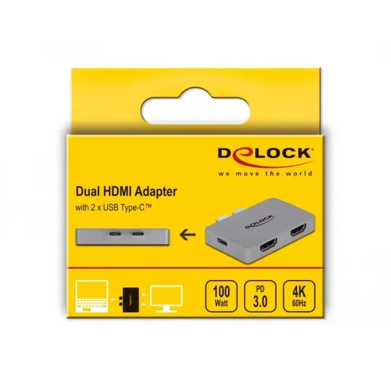 Dual-HDMI-adapter DeLOCK 64123 voor MacBook