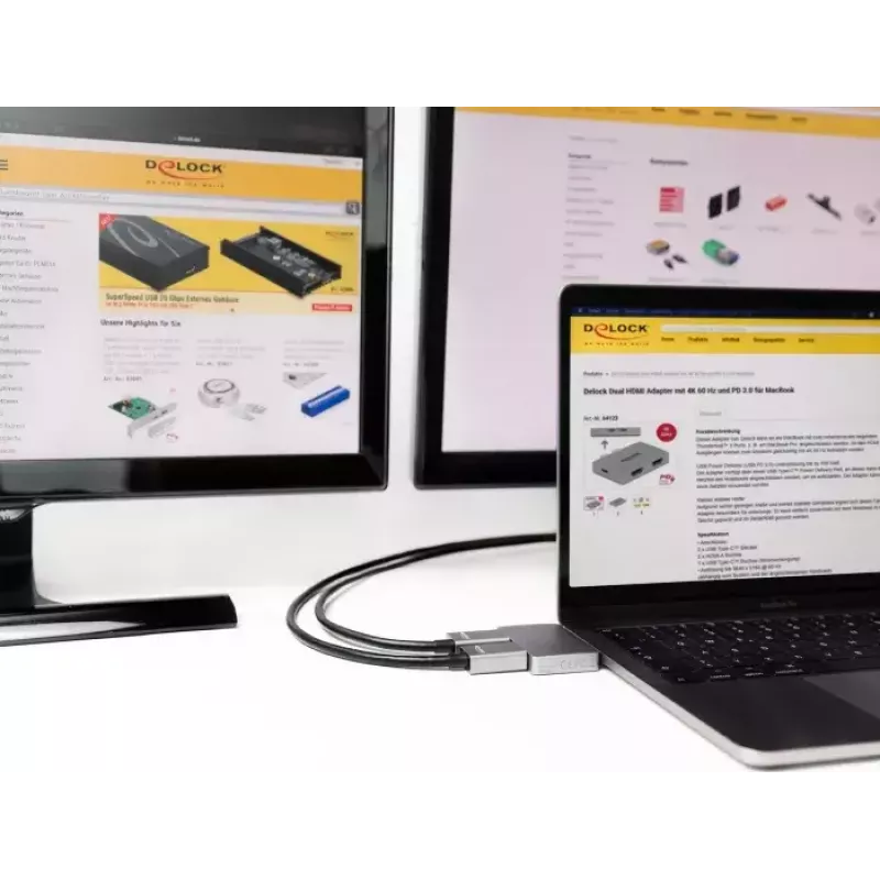 Dual-HDMI-adapter DeLOCK 64123 voor MacBook