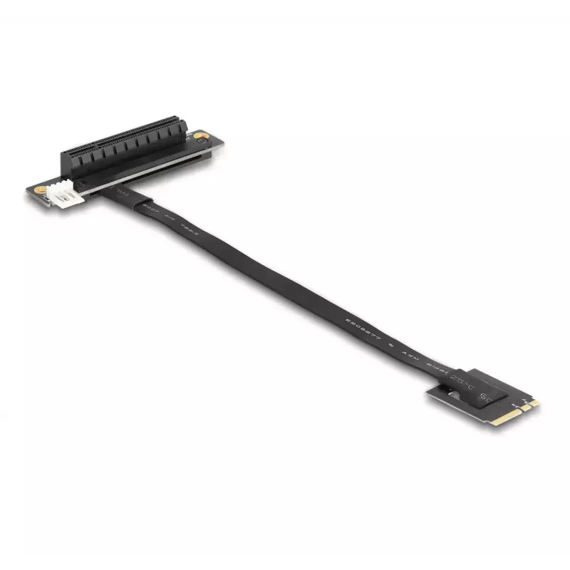 DeLOCK M.2 Key A+E naar PCIe x8 NVMe adapter afgehoekt met 20 cm kabel
