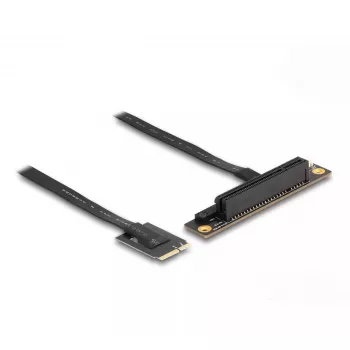 DeLOCK M.2 Key A+E naar PCIe x8 NVMe adapter afgehoekt met 20 cm kabel