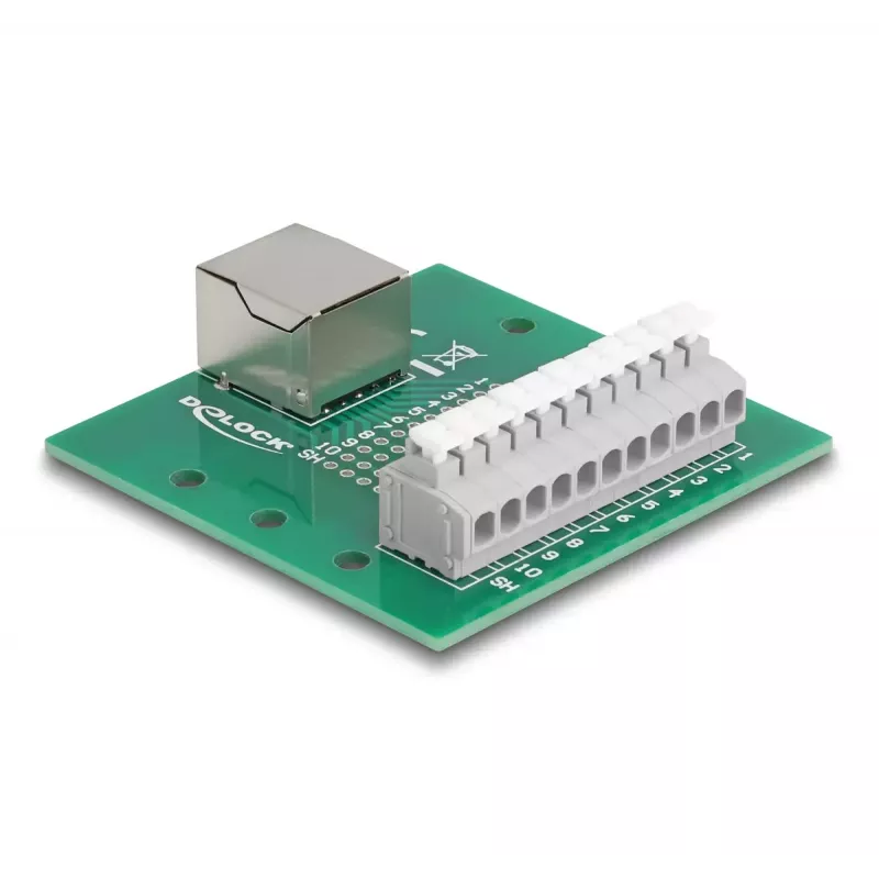 DeLOCK RJ50-bus naar klemmenstrook met drukknop voor DIN-rail