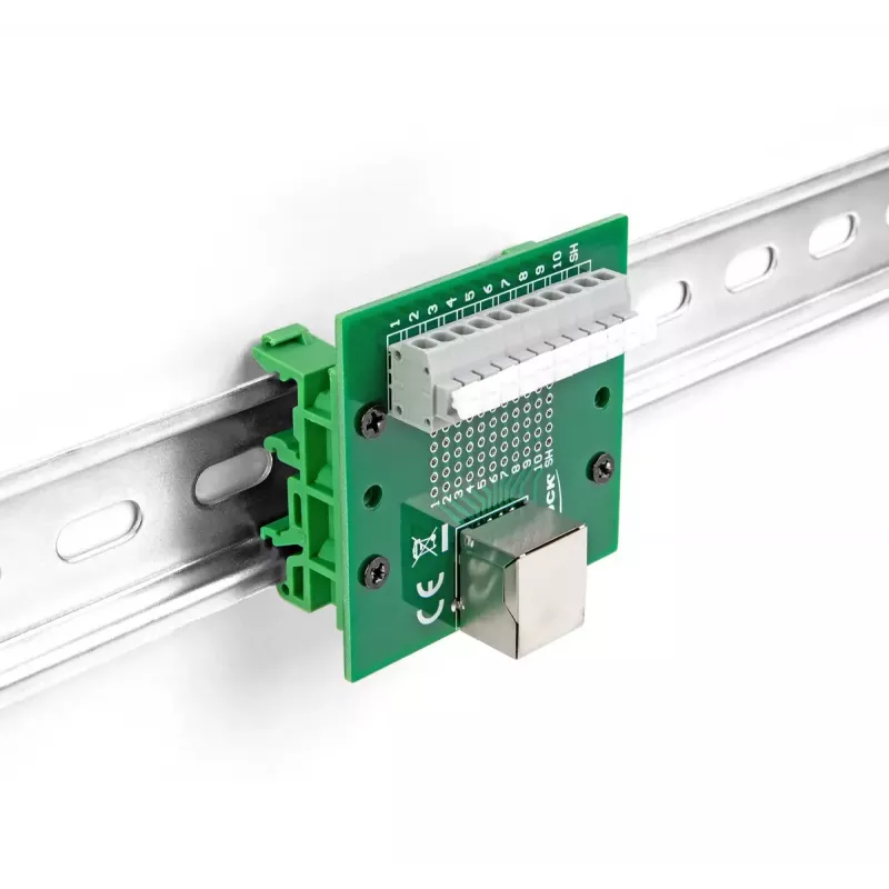 DeLOCK RJ50-bus naar klemmenstrook met drukknop voor DIN-rail