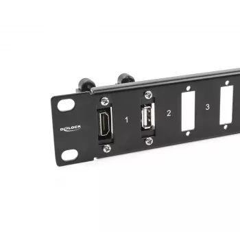 DeLOCK 19 inch paneel voor adapter 16 poorten zwart rackmontage 1U
