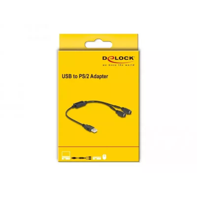 DeLOCK 61061 PS/2-kabel 0,43 m 2x 6-pin Mini-DIN USB A zwart