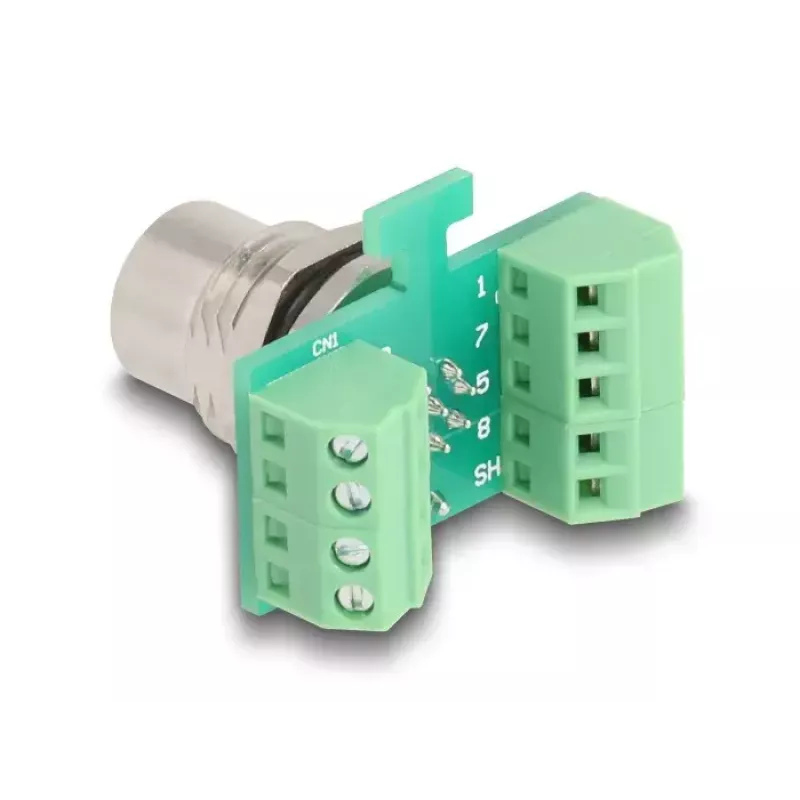 DeLOCK M12 transfermodule-adapter 8-polig A-gecodeerd bus naar 9-polige klemmenstrook