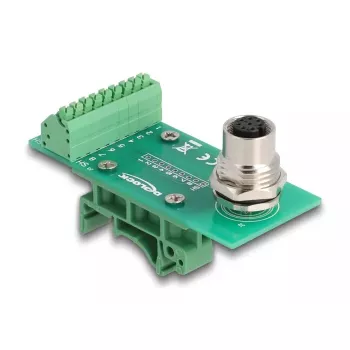 DeLOCK M12 transfermodule-adapter 8-polig A-gecodeerd bus naar 9-polige klemmenstrook