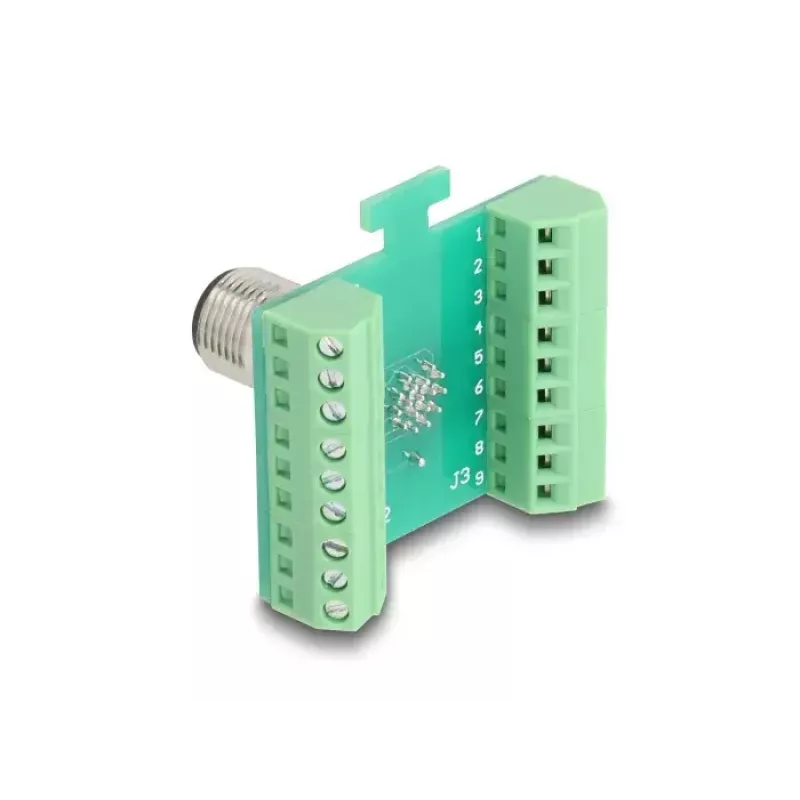 DeLOCK M12 transfermodule-adapter 17-polig A-gecodeerd stekker naar 18-polige klemmenstrook