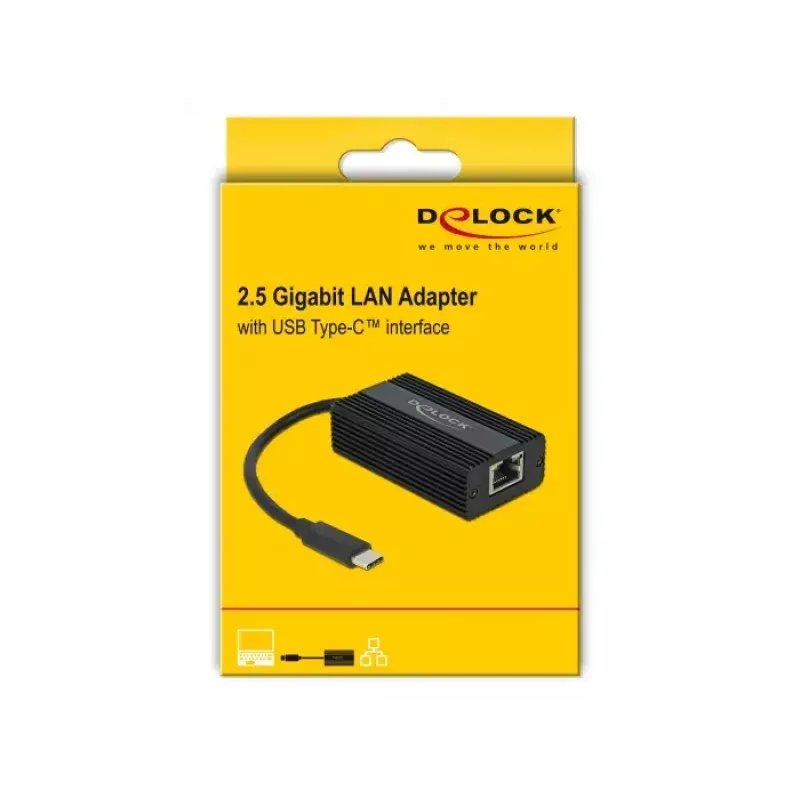 DeLOCK 65990 USB Type-C naar 2,5 Gigabit LAN-adapter, zwart