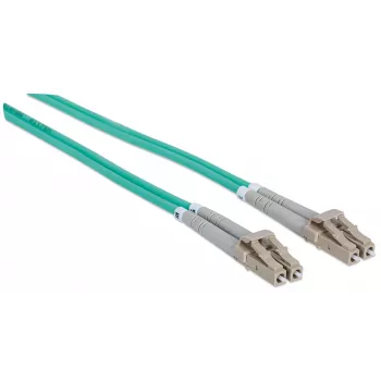 Intellinet glasvezel-patchkabel, OM3, LC/LC, 10m, aqua, duplex, multimode, 50/125 µm, LSZH, vezel, levenslange garantie, polybag